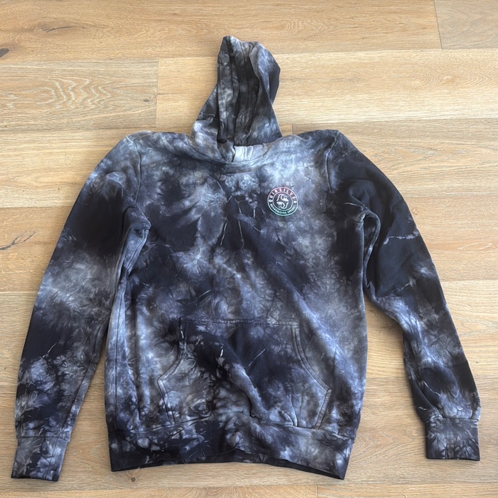Quiksilver Black and Gray Tie-Dye Hoodie
